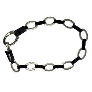 Vintage Suzi Roher Women's Medium Black Metal O-Ring Belt Leather & Elastic 36